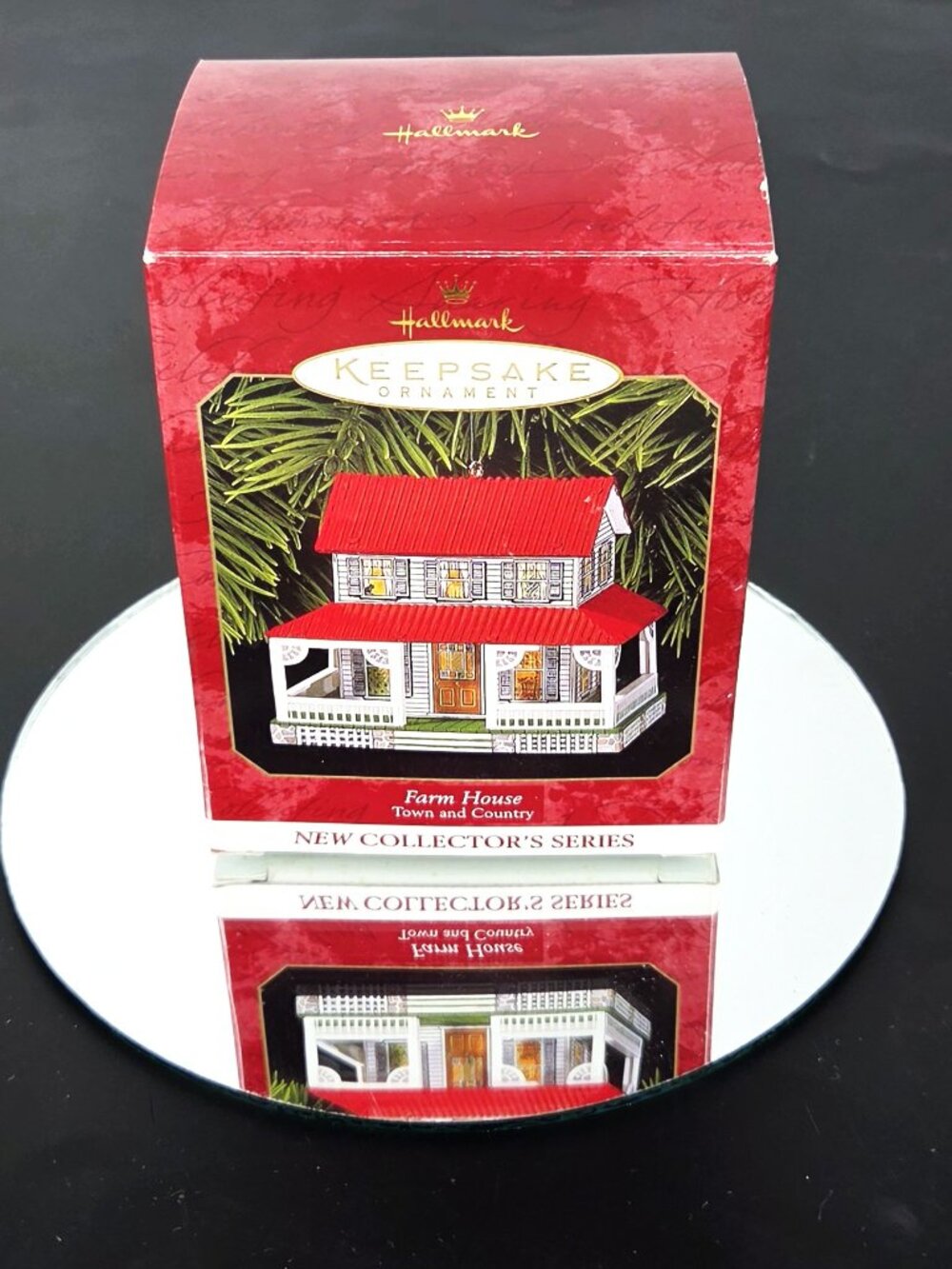 1999 Hallmark Keepsake Christmas Ornament Farm House/Homestead Tin Red Roof Cute